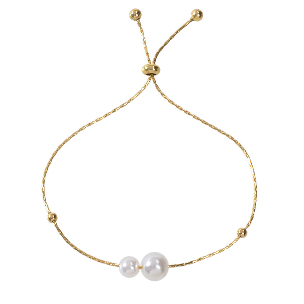 Wedding Party Wear Jewellery Gold Chain Pearl Beads Adjustable String Bracelets