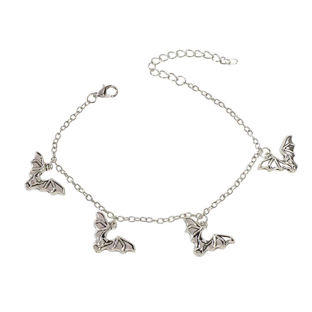 Foot Beach Jewellery Silver Chain Bat Charm Anklet Punk Bracelet Halloween Gift