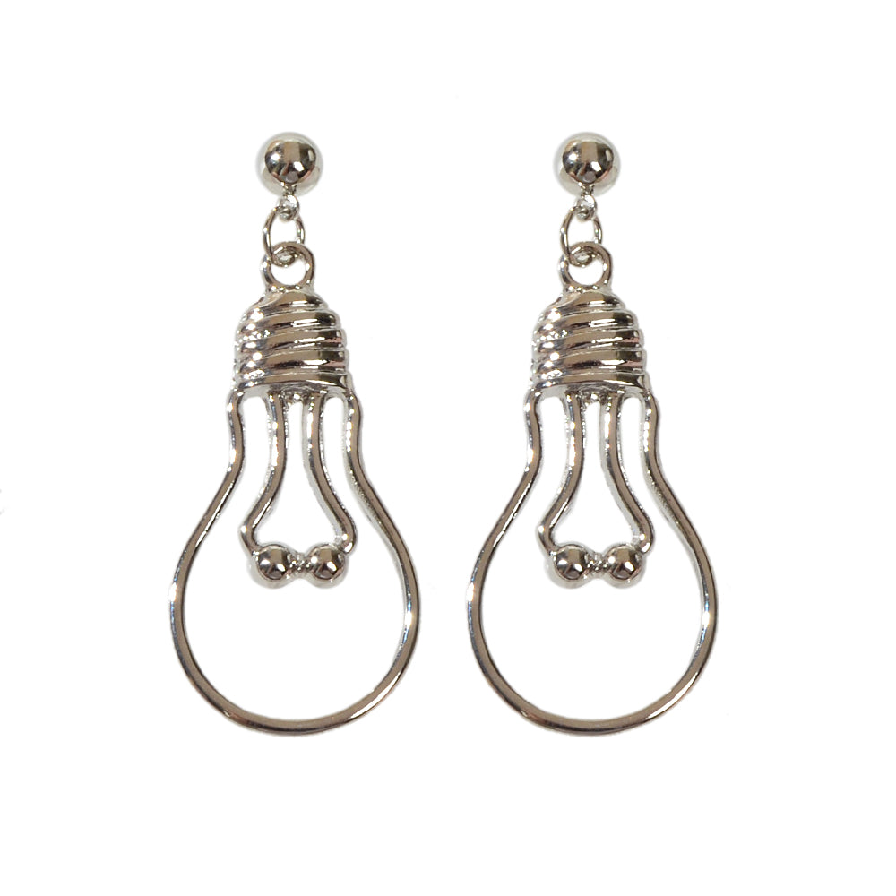 Punk Jewelry Gold Silver Metal Light Bulb Drop Statement Stunning Stud Earrings