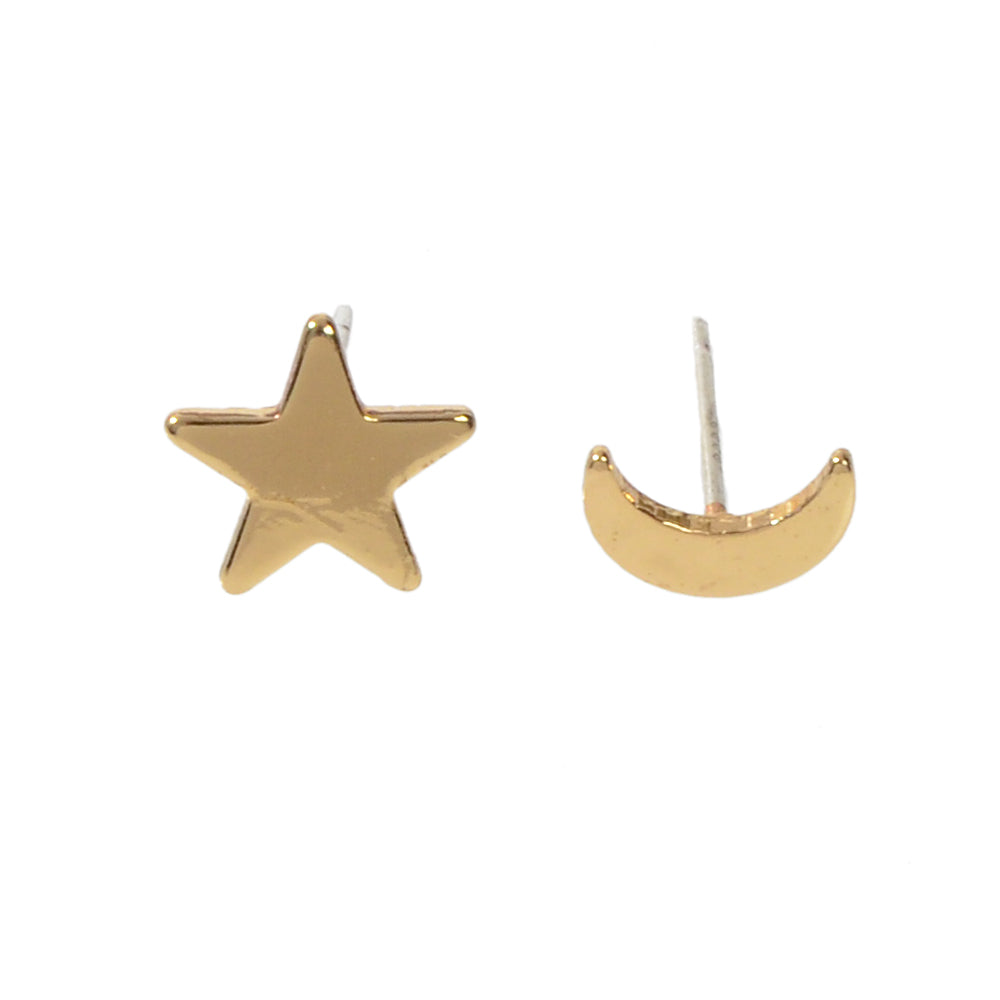 Minimalist Jewellery Star Moon Cute Asymmetric Stud Earrings Stunning Accessory