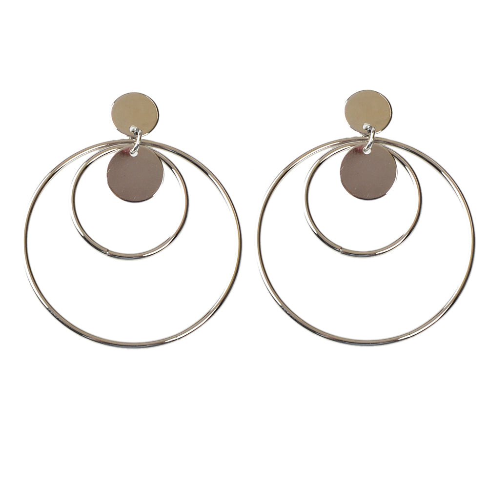 Fashion Gold Silver Circle Disc Charm Dangle Hoop Earrings Stunning Accessories