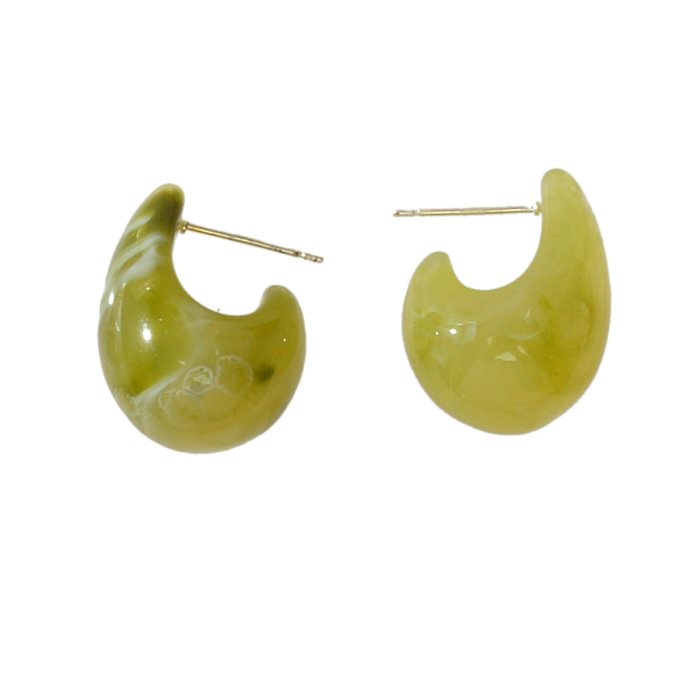 Ethnic Jewellery Green Brown Cute Geometric Hypoallergenic Huggie Stud Earrings