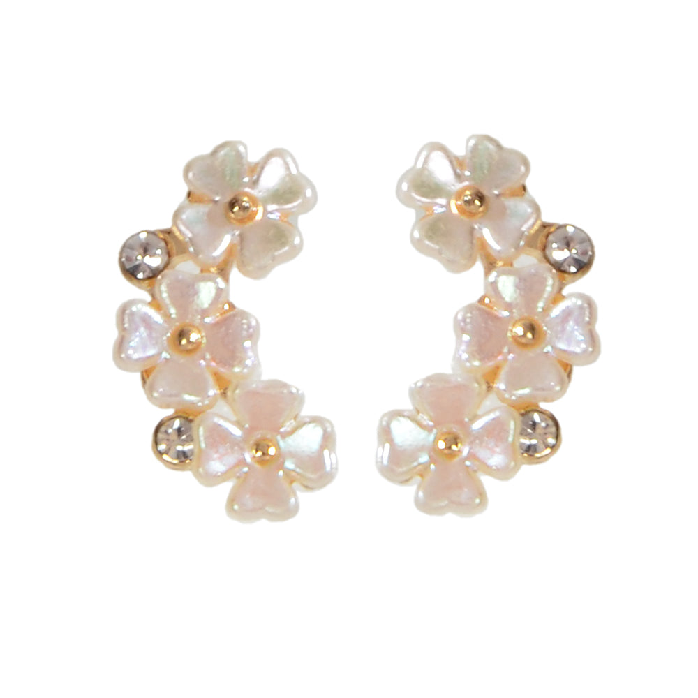 Dainty Gifts Women Girls Lightweight Rhinestone White Flower Cute Stud Earrings