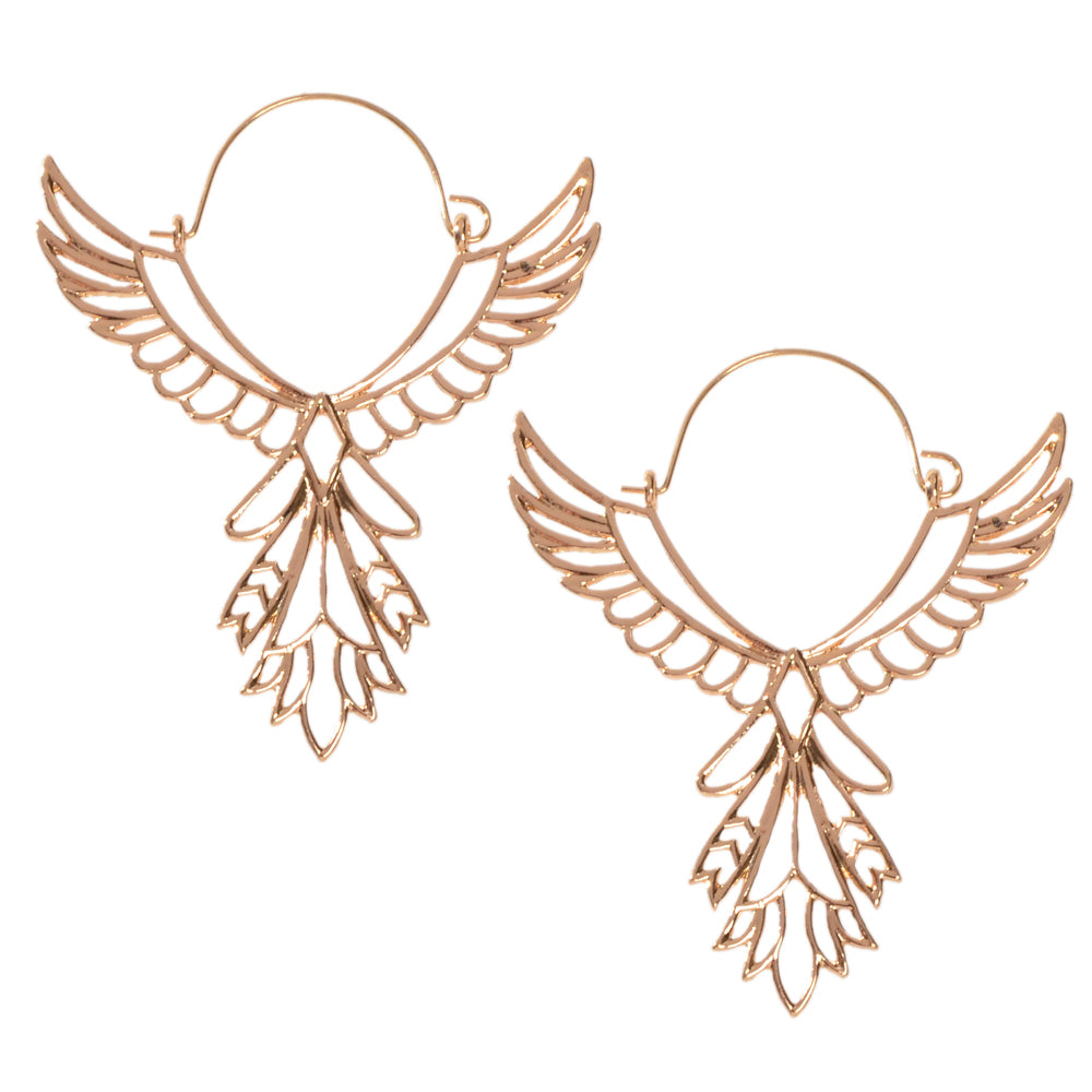 Statement Gold Hollow out Wing Big Dangle Hoop Earrings Women Party Decoration