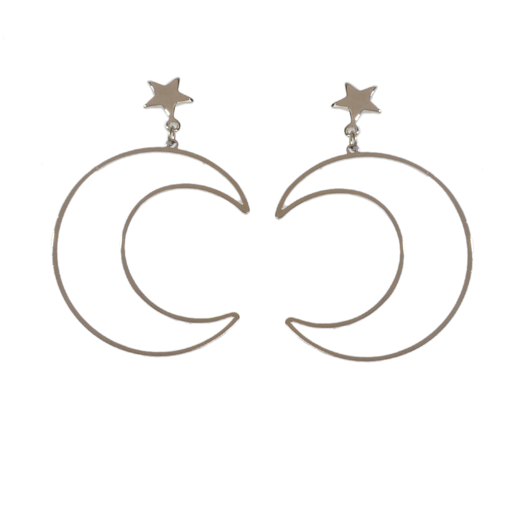 Trendy Minimalist Jewellery Gold Silver Star Moon Dangle Earrings Accessories