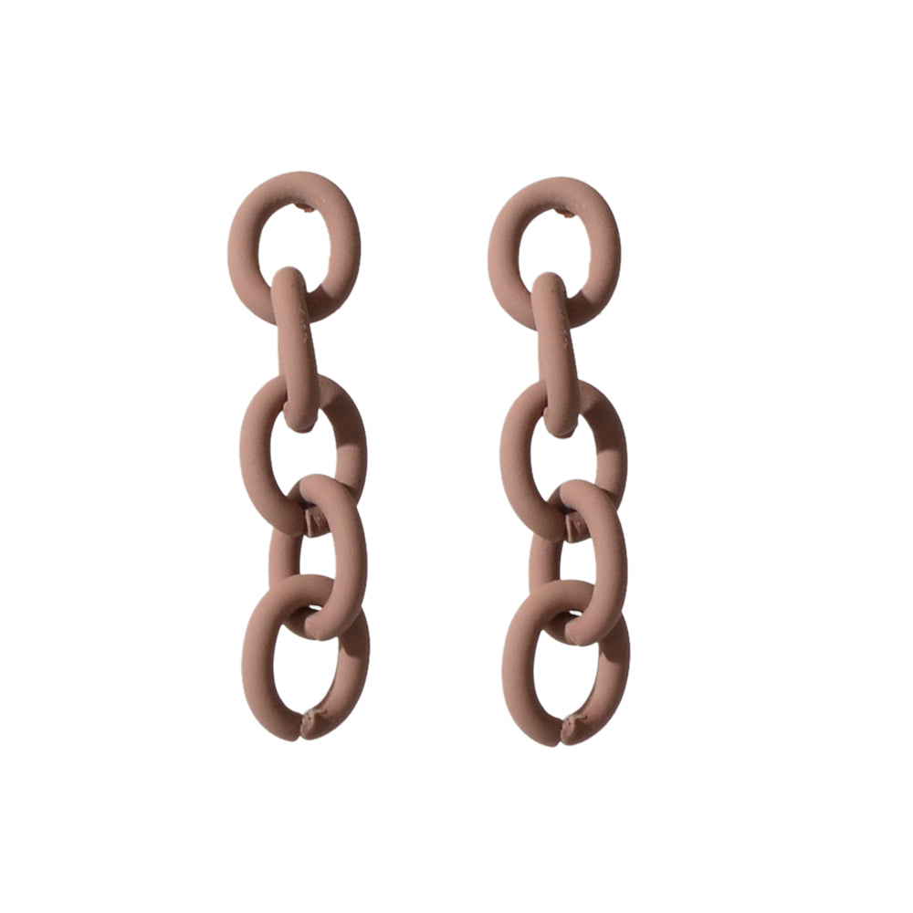 Party Decoration for Women Brown Lock Chain Dangle Hypoallergenic Stud Earrings