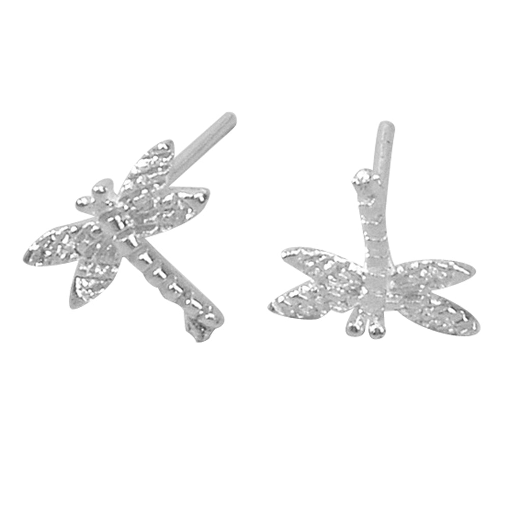 Cute Funny Silver Dragonfly Hypoallergenic Pierced Stud Earrings Dainty Gifts