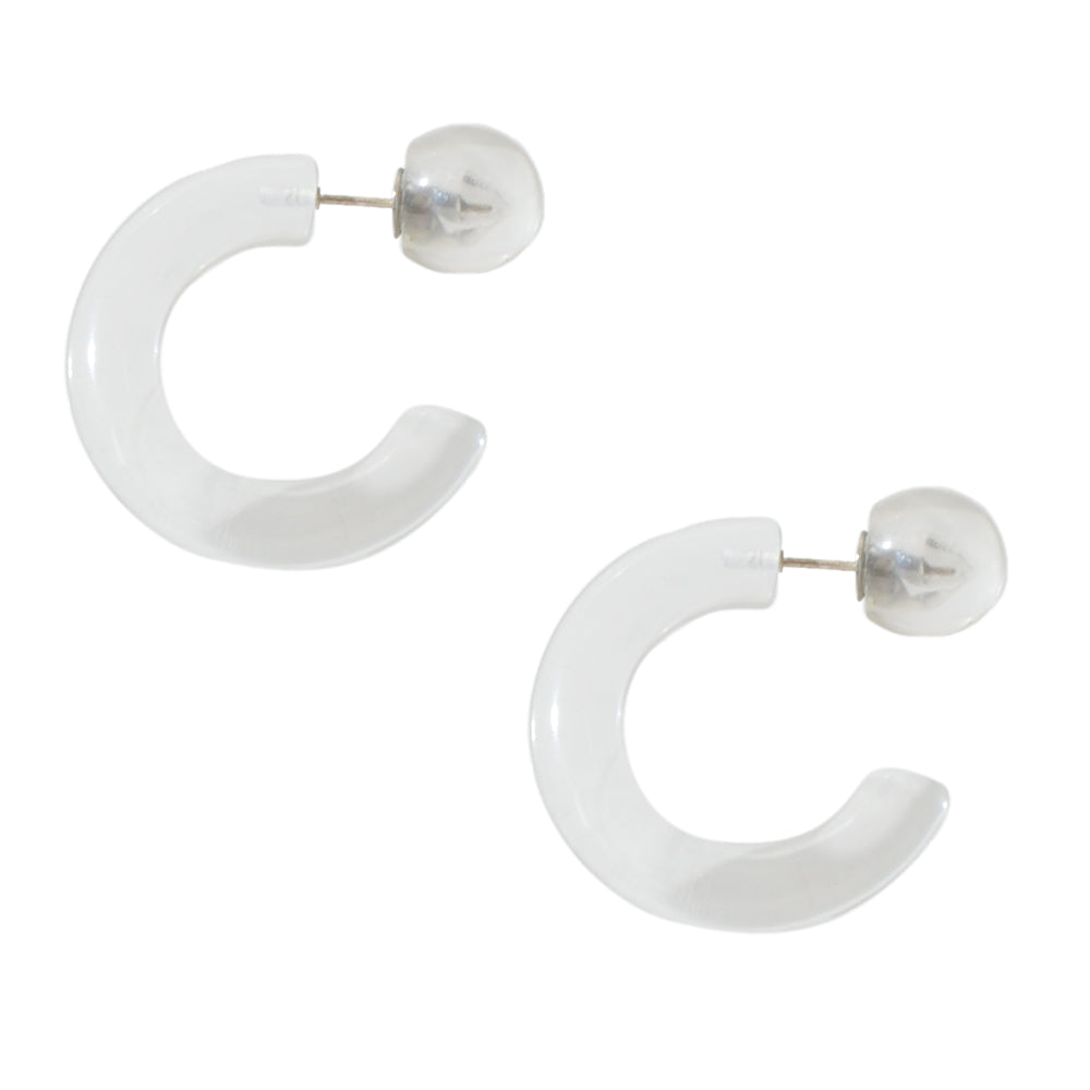 Fashion Design Resin Transparent Acrylic C shape Stud Huggie Hoop Stud Earrings