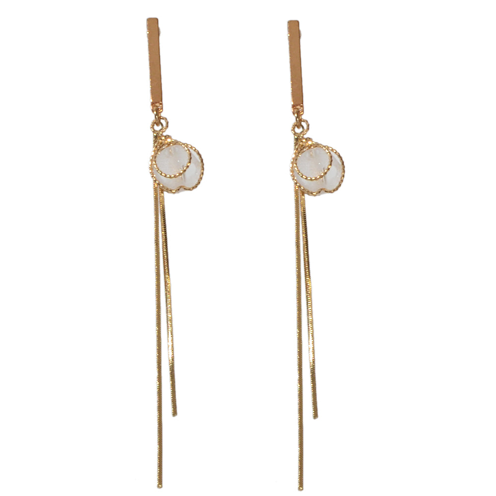 Party Decoration Beads Gold Metal Long Chain Pendant Trendy Earrings for Women