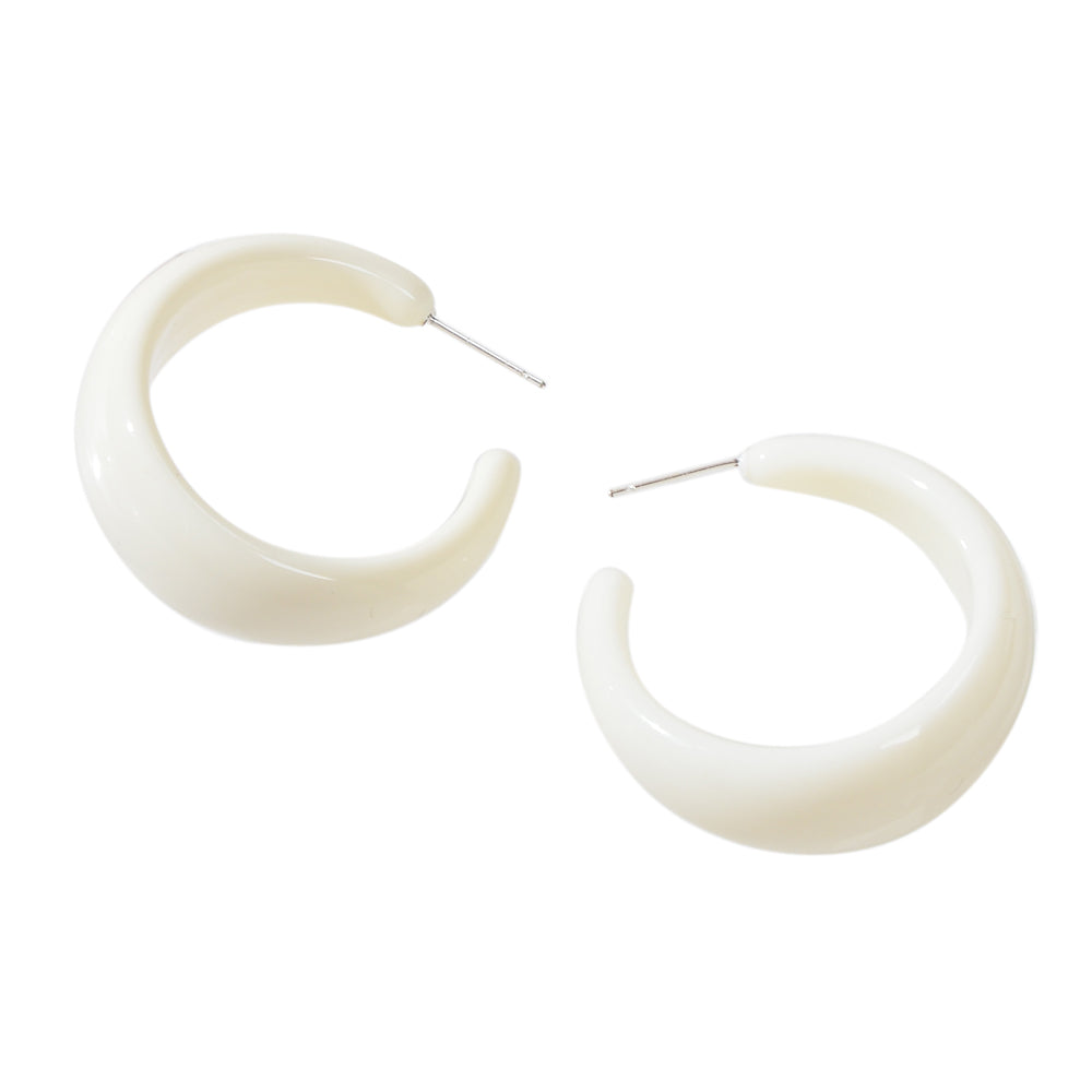 Fashion Round Yellow White Resin Hoop Earrings Circle C Shape Acrylic Cuff Stud