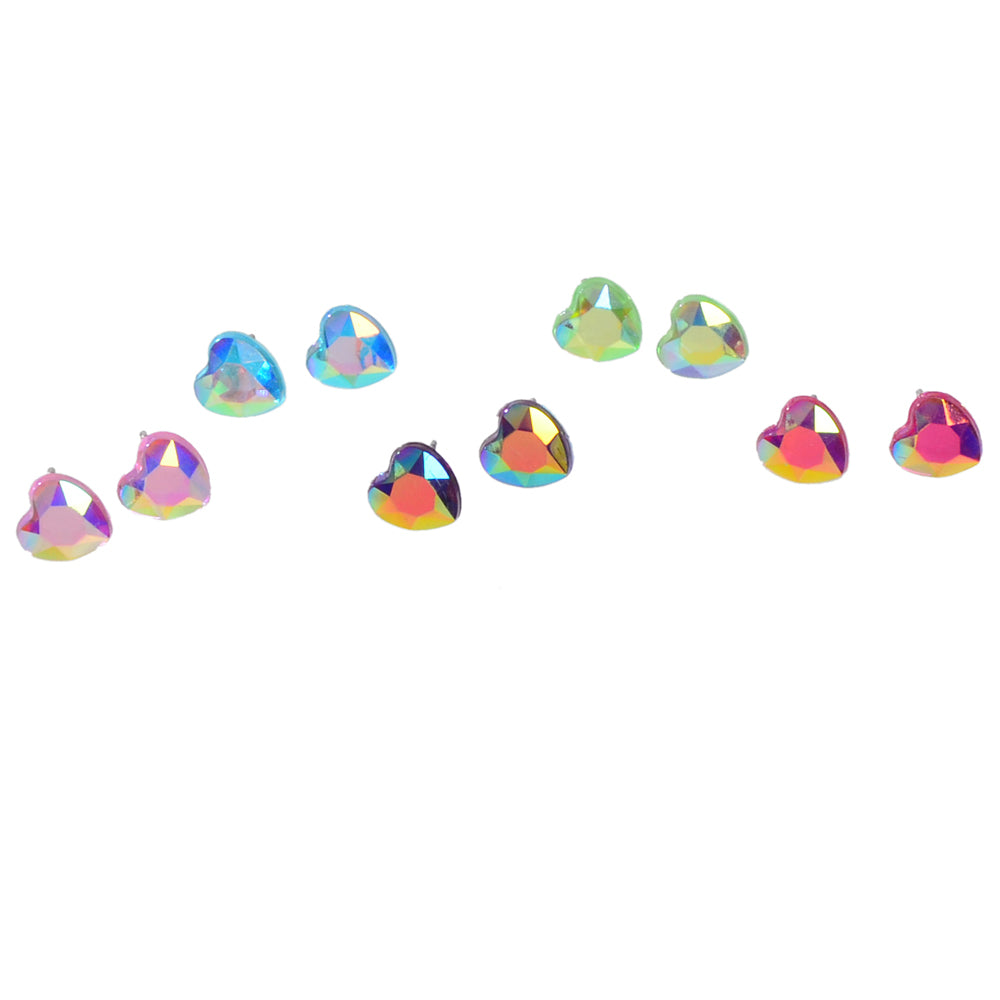 5pairs Funny Gifts Candy Color Small Heart Stud Earrings Lovely Ladies Jewellery