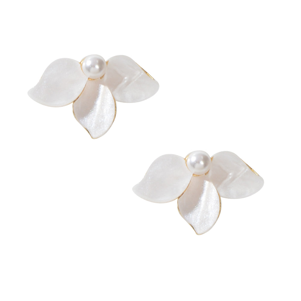 Unique Pearl White Acrylic Flower Stud Party Earrings Engagement Jewellery Gift