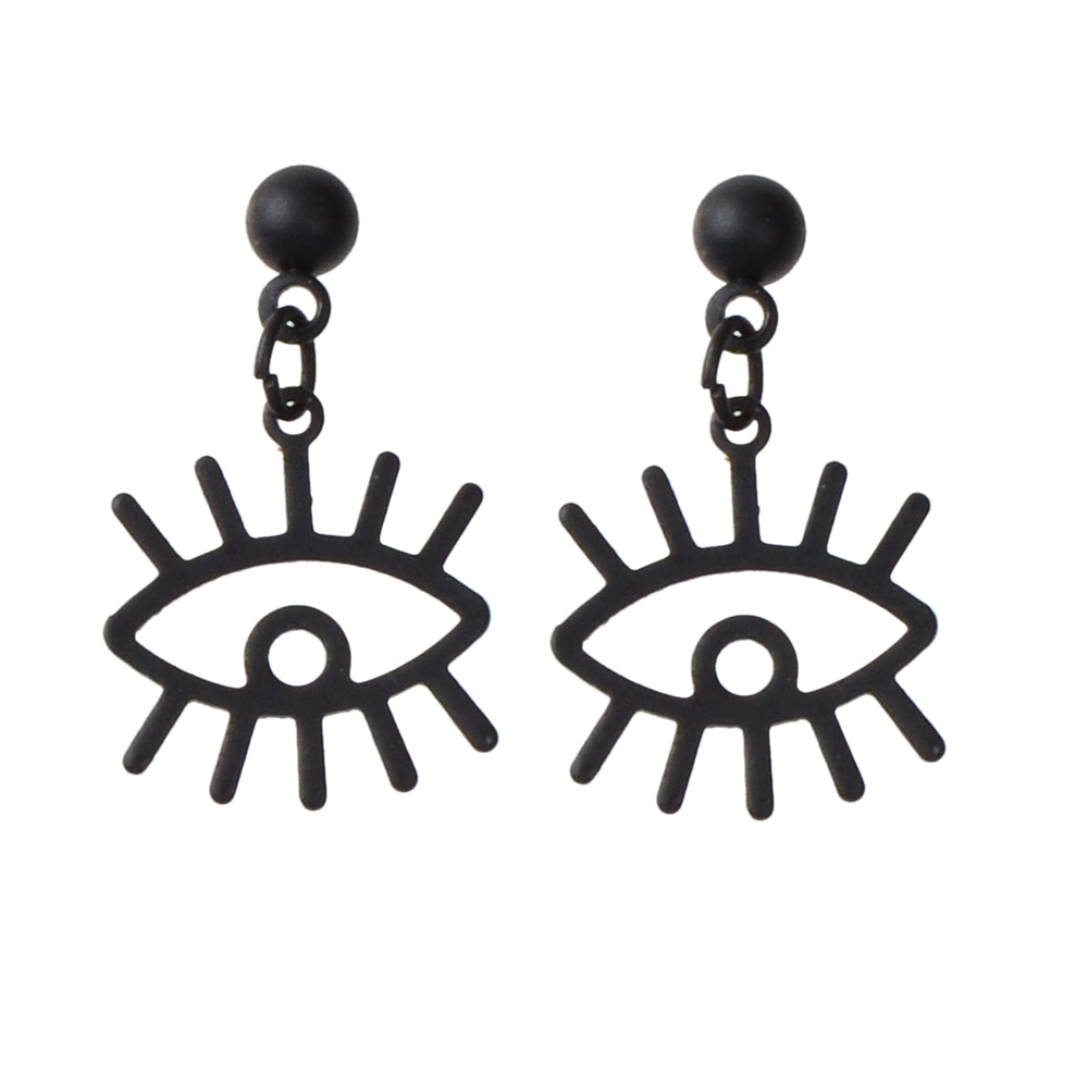 Punk Minimalist Jewellery Black Eye Drop Dangle Earrings Women Girls Accessories