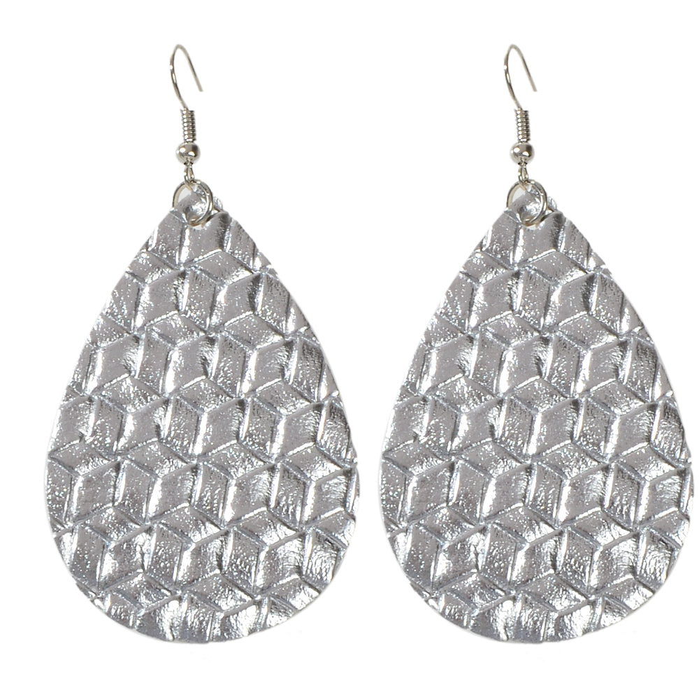 Silver Leather Water Drop Dangle Boho Chic Earrings Women Party Gift Jewellery