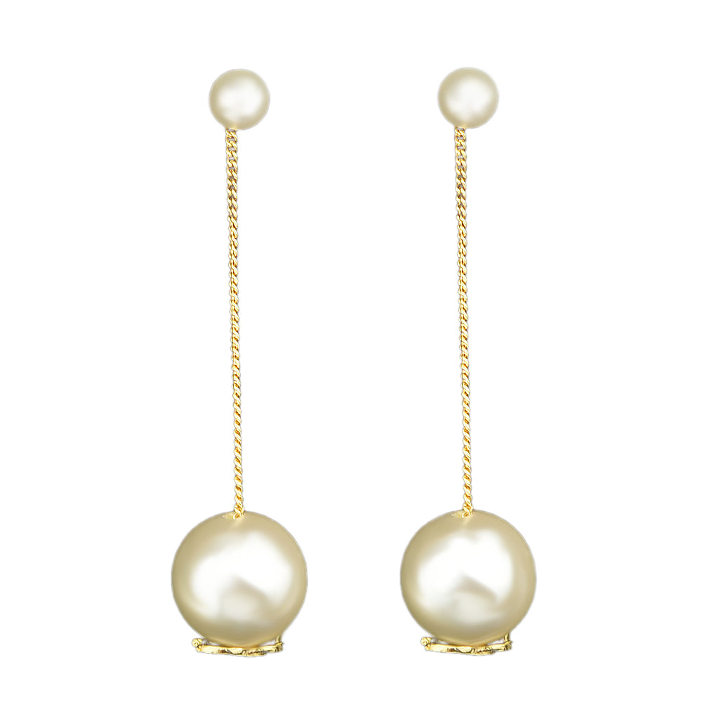Wedding Jewellery Pearl Gold Silver Long Chain Dangle Earrings Trendy Ear Jacket