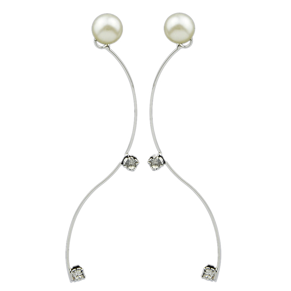 Classics Faux Zircon Pearl Gold Silver Metal S Earrings Ear Jacket Accessories