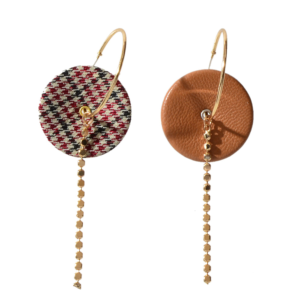 Designer Party Jewellery Rhinestone Round Disc Long Gold Chain Hoop Earrings