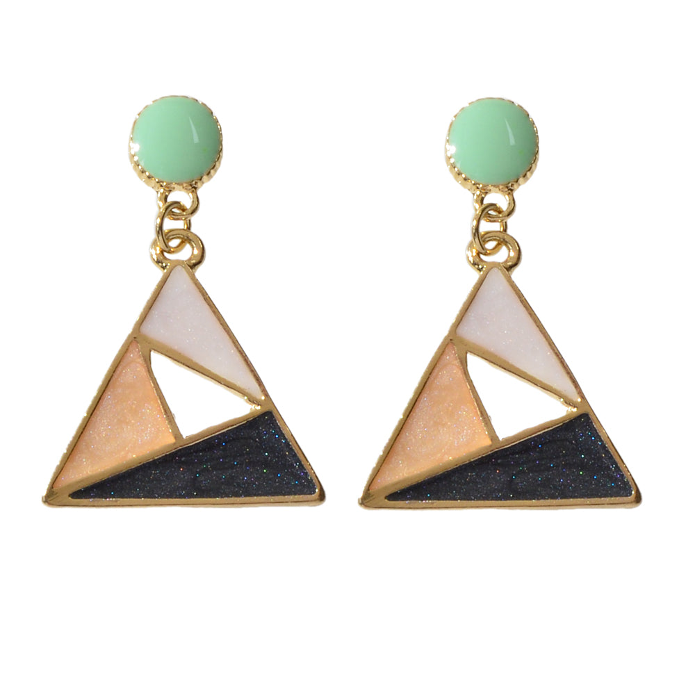 Trendy Multi-colored Enamel Triangle Geometric Dangle Party Designer Earrings