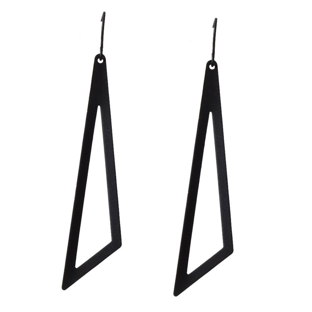 Goth Hip Hop Black Metal Geometric Triangle Dangle Statement Earrings for Women