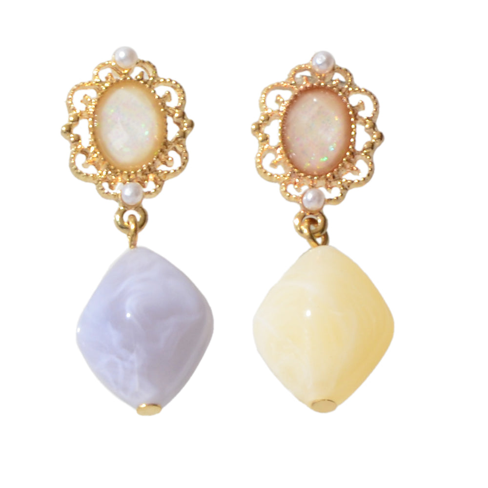 Retro Jewelry Good Quality Pearl Geometric Asymmetric Dangle Earrings Accessory