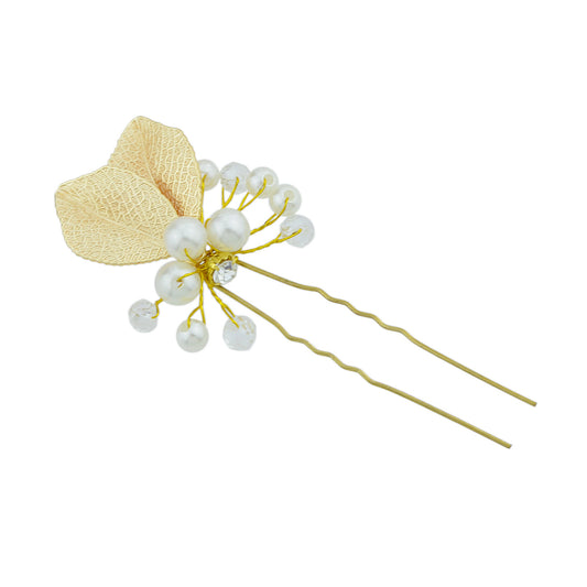 Hair Accessories Pearl Beads Gold Leaf Hair Sticks Wedding Party Hair Clips Gift