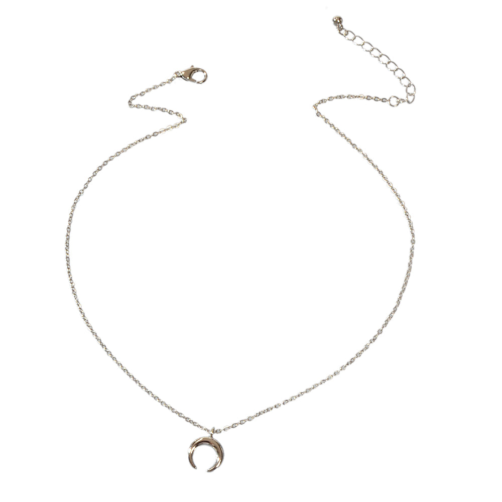 Trendy Horn Pendant Necklace Woman Teens Half Moon Crescent Charm Accessories