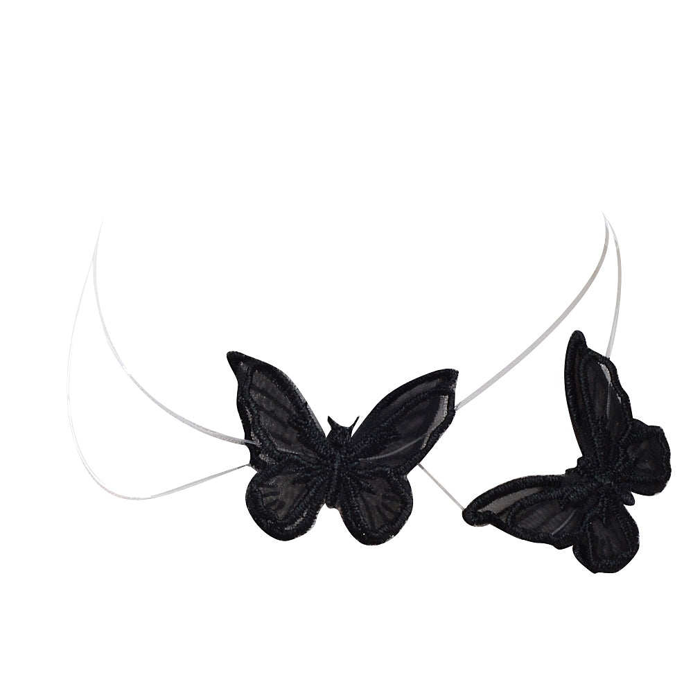Double Layer Transparent Cord Lace Butterfly Choker Necklace Women Collar Gift