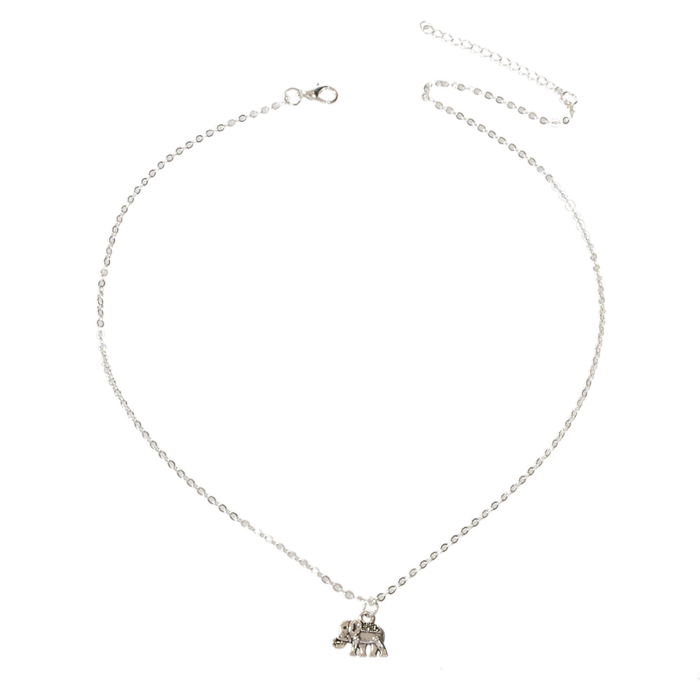 Ethnic Tribal Jewellery Antique Silver Chain Boho Chic Elephant Pendant Necklace