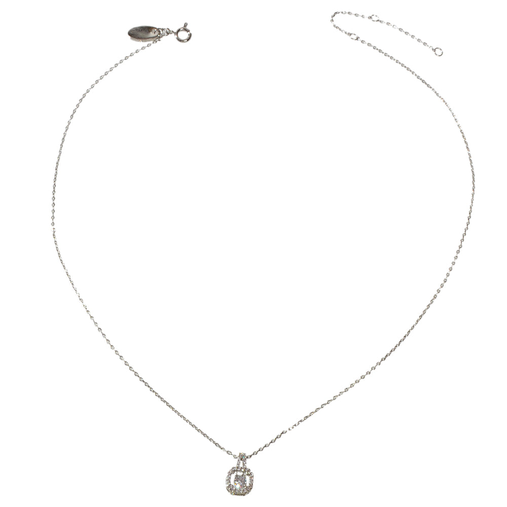 Perfect Wedding Engagement Jewellery Silver Chain Faux Zircon Square Necklace