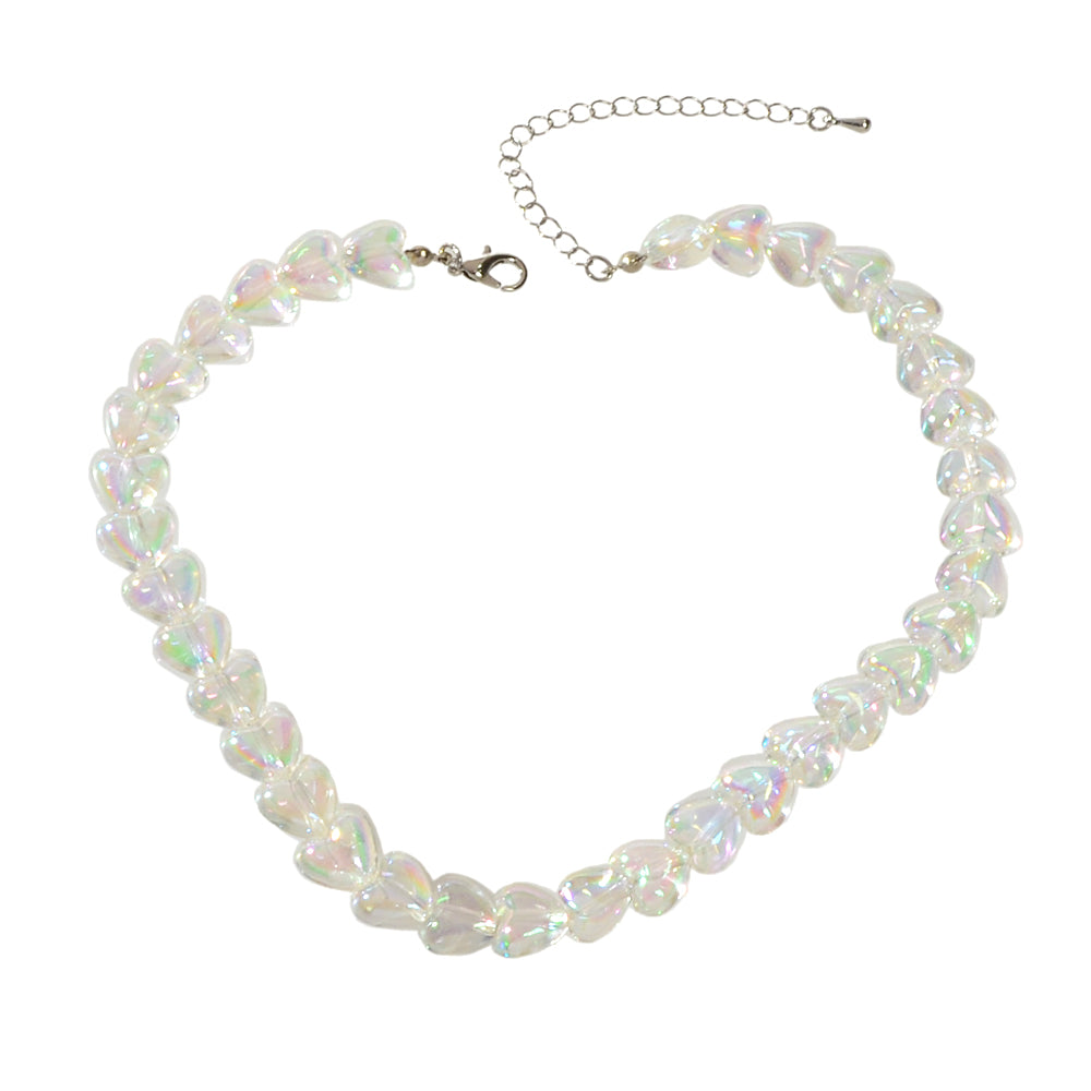 Good Quality Transparent Resin Heart Chain Choker Necklace Women Trendy Jewelry