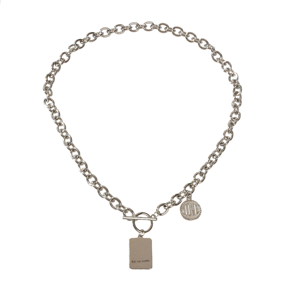 Punk Rock Love Letter Round Square Pendant Chunky Necklace Lover Hip-Hop Jewelry