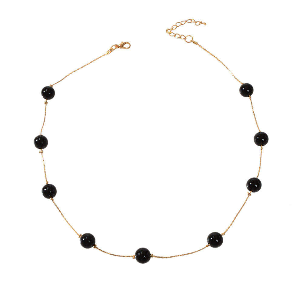 AU Post Fashion Accessories Black Beads Gold Chain Necklace Women Party Jewelry