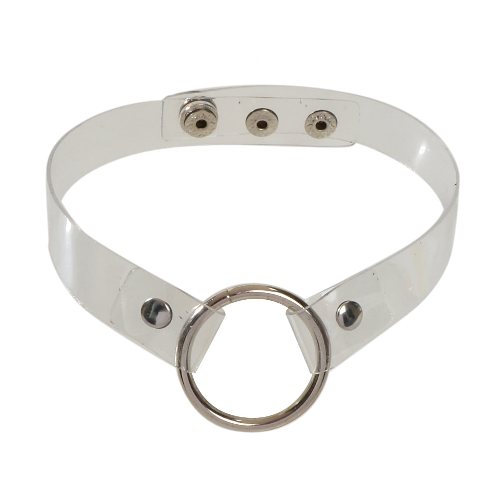 Punk 90s Transparent Gothic Choker Necklace Silver Circle Cosplay Jewellery Gift