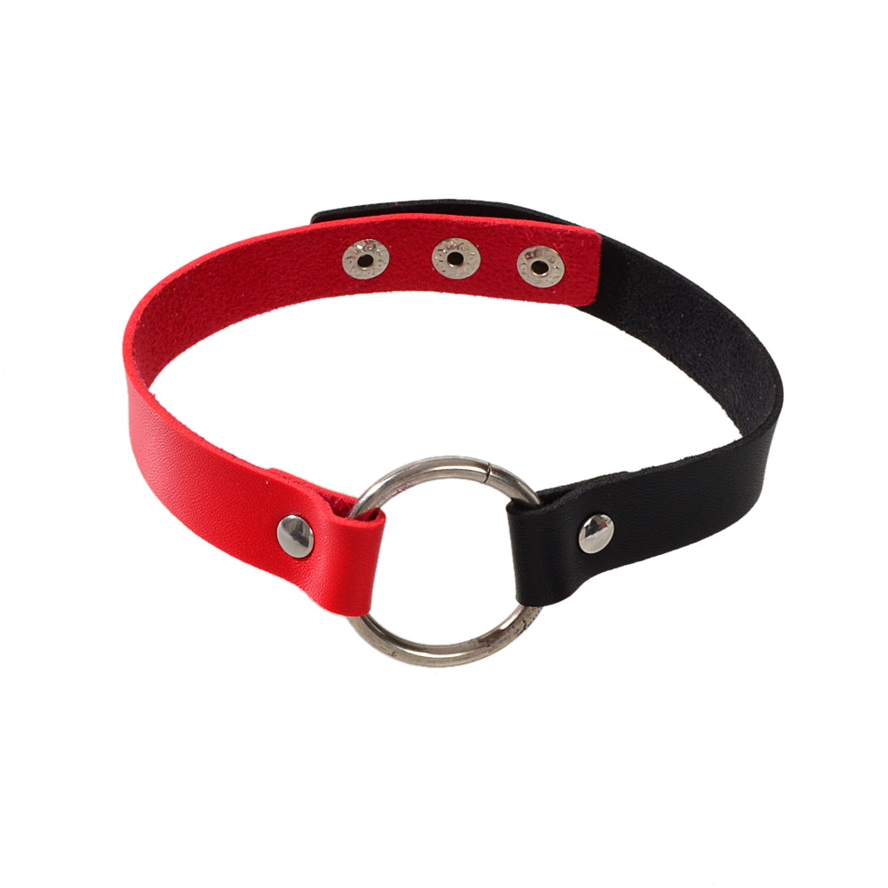 Gothic 90s Silver PU Leather Punk Tattoo Choker Necklace Round Circle Collar