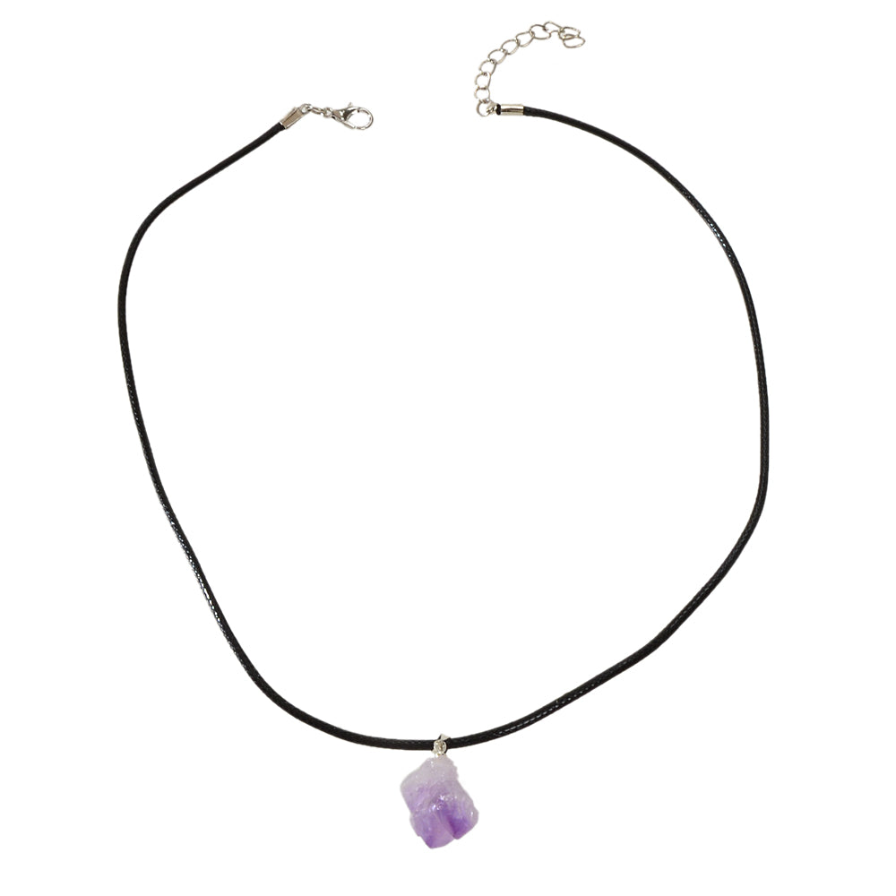 Purple Stone Jewellery 100% Natural Amethyst Quartz Crystal Charm Necklace Gift