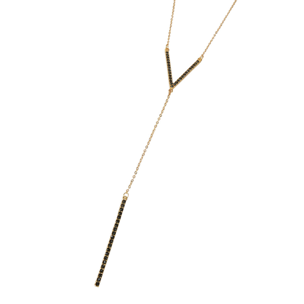 Rhinestone Long Y Chain Bar Pendant V Shape Necklace Drop Bar Fringe Jewellery