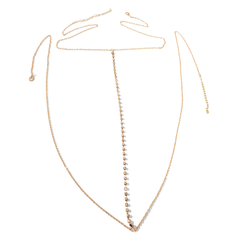 Glamorous Rhinestone Decor Bikini Beach Body Chain Harness Belly Waist Jewellery