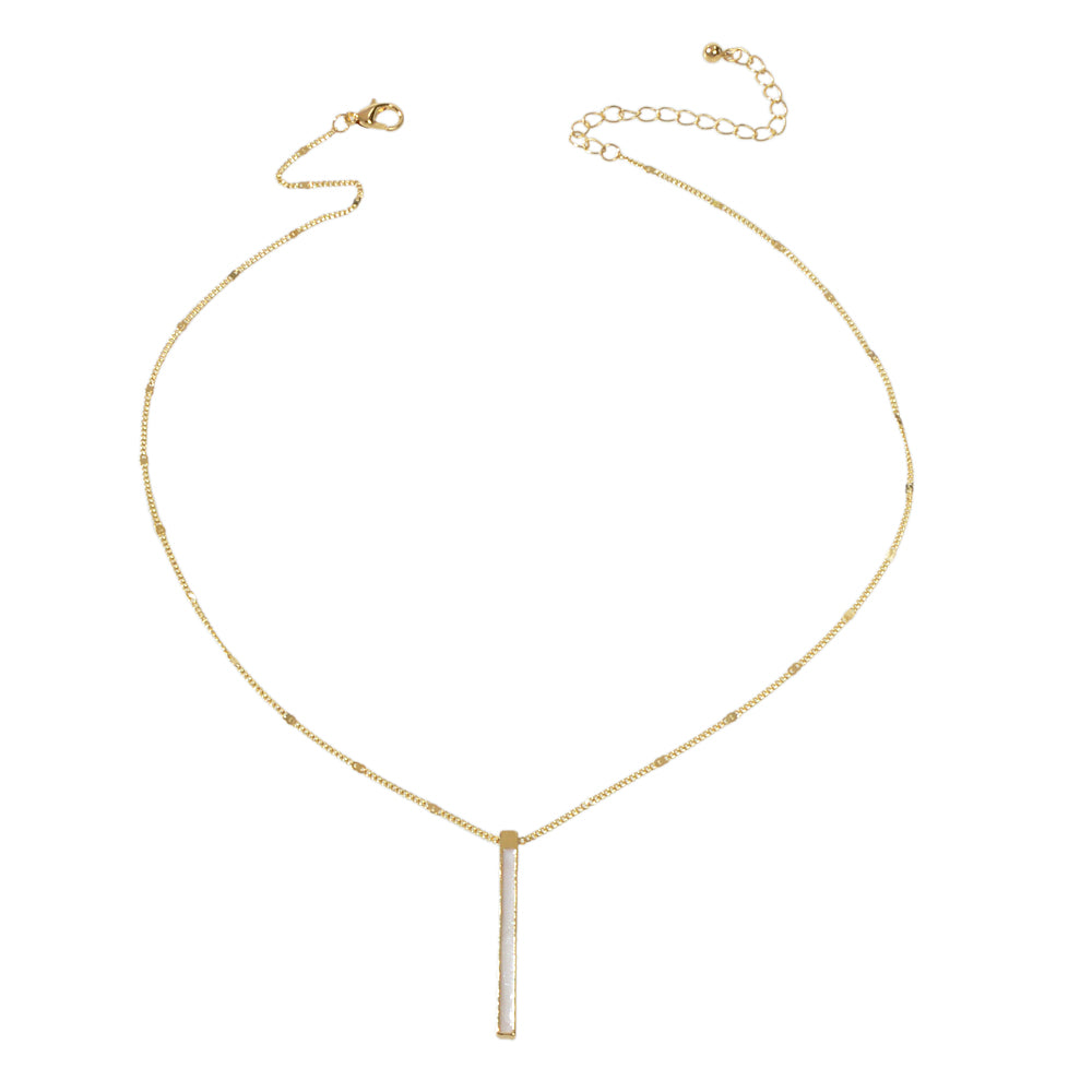 Fashion Jewellery Gold Chain White Enamel Bar Pendant Necklace Women Accessories