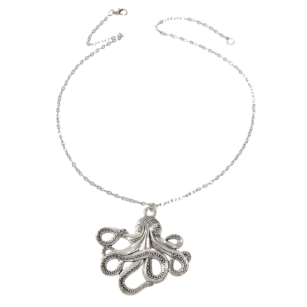 Statement Jewellery Silver Chain Octopus Charm Punk Necklace Collar Accessories