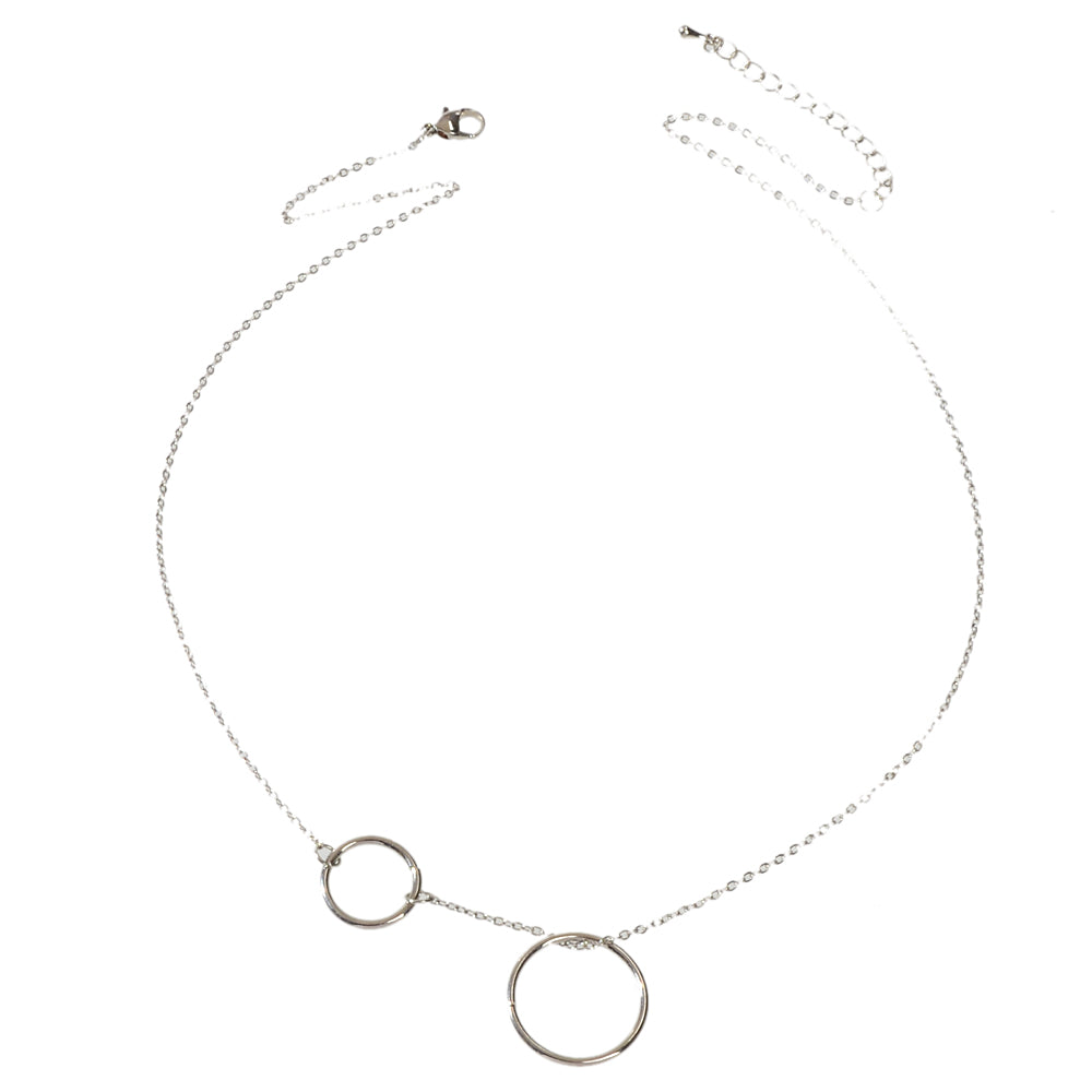 Minimalist Women Accessories Gold Silver Chain Circle Pendant Necklace for Party