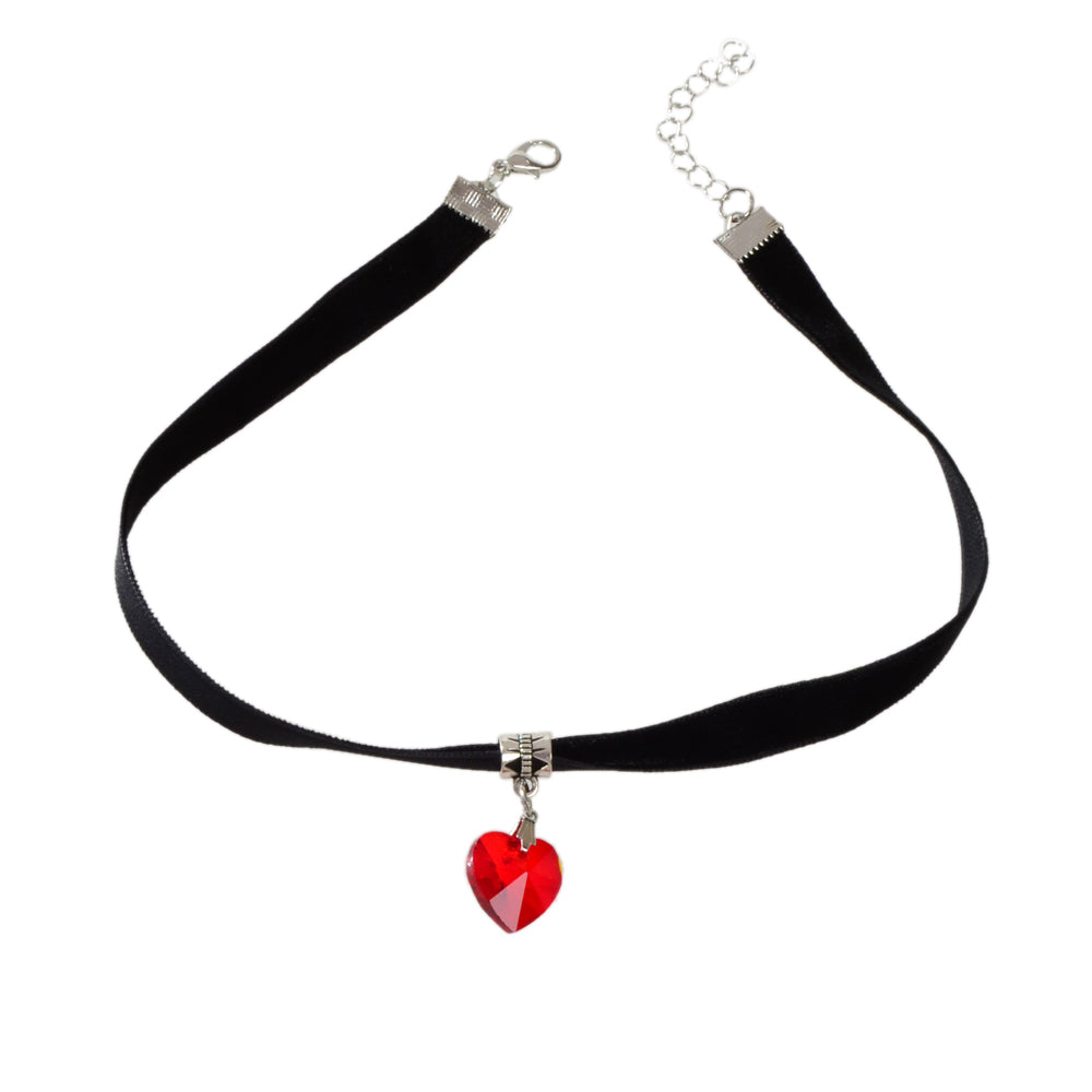 Gothic Style Black Velvet Choker Heart Charm Necklace Punk Halloween Accessories