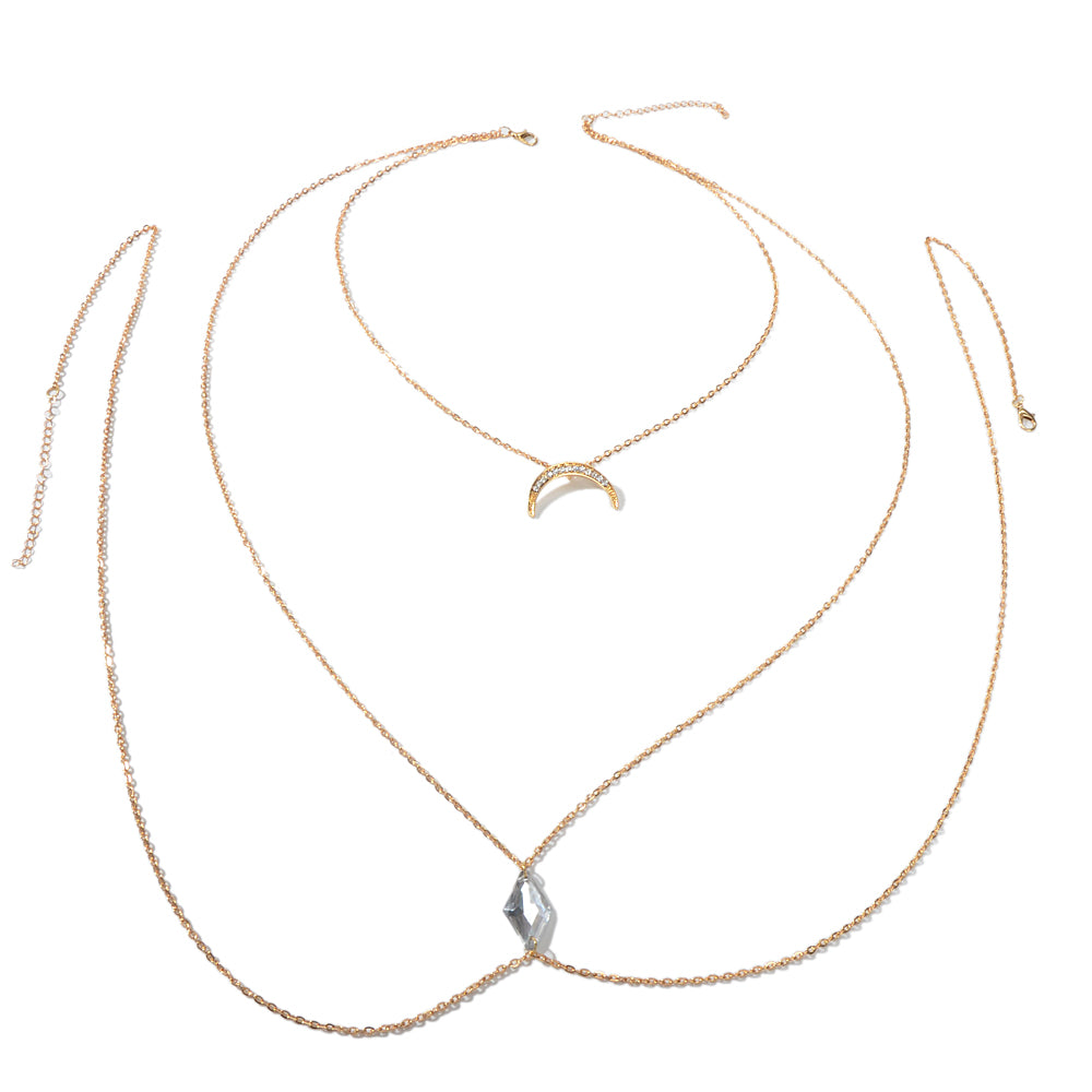 Glamorous Sexy Bikini Beach Body Chain Moon Chest Harness Belly Waist Jewellery