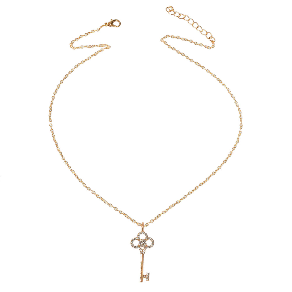 AU Local Rhinestone Flower Key Charm Necklace Stunning Simulated Diamond Jewelry