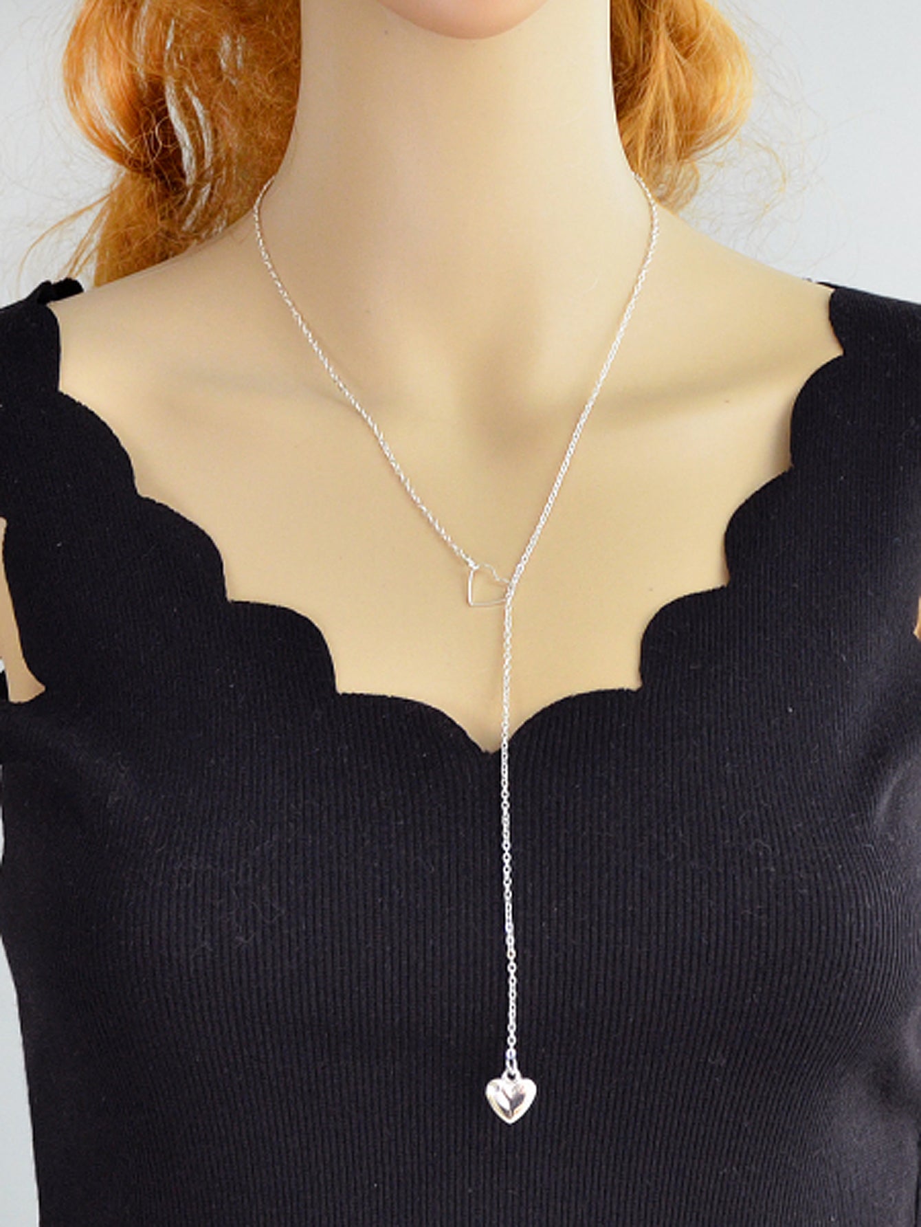 Minimalist Gold Chain Heart Lock Y Lariat Necklace Trendy Women Teens Jewellery