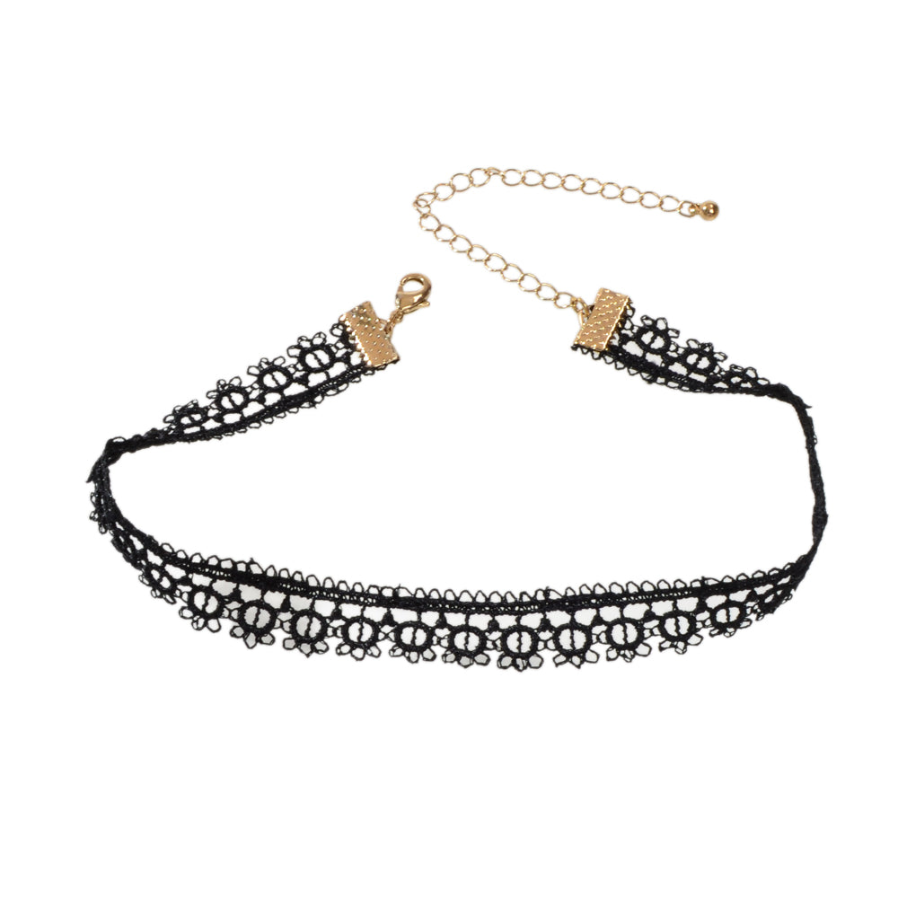 Retro Black Lace Flower Geometric Gothic 90s Tattoo Choker Punk Rock Necklace