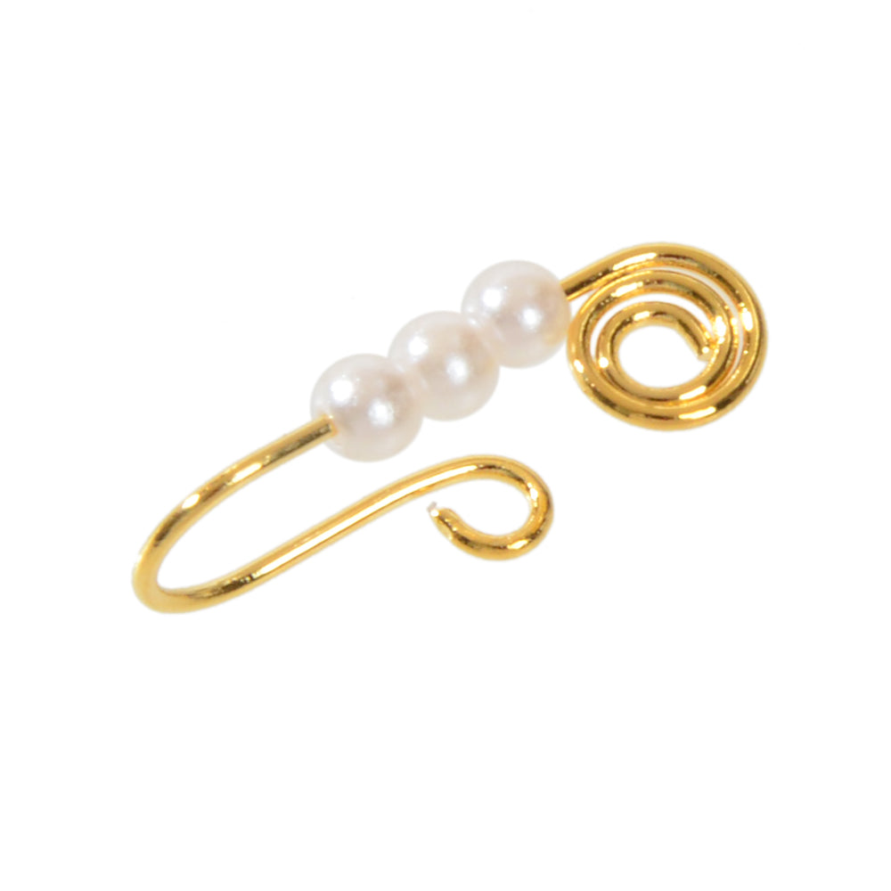 1pc Geometric Circle Pearl Fake Nose Ring Lip Nose Body Piercing Stud Jewellery