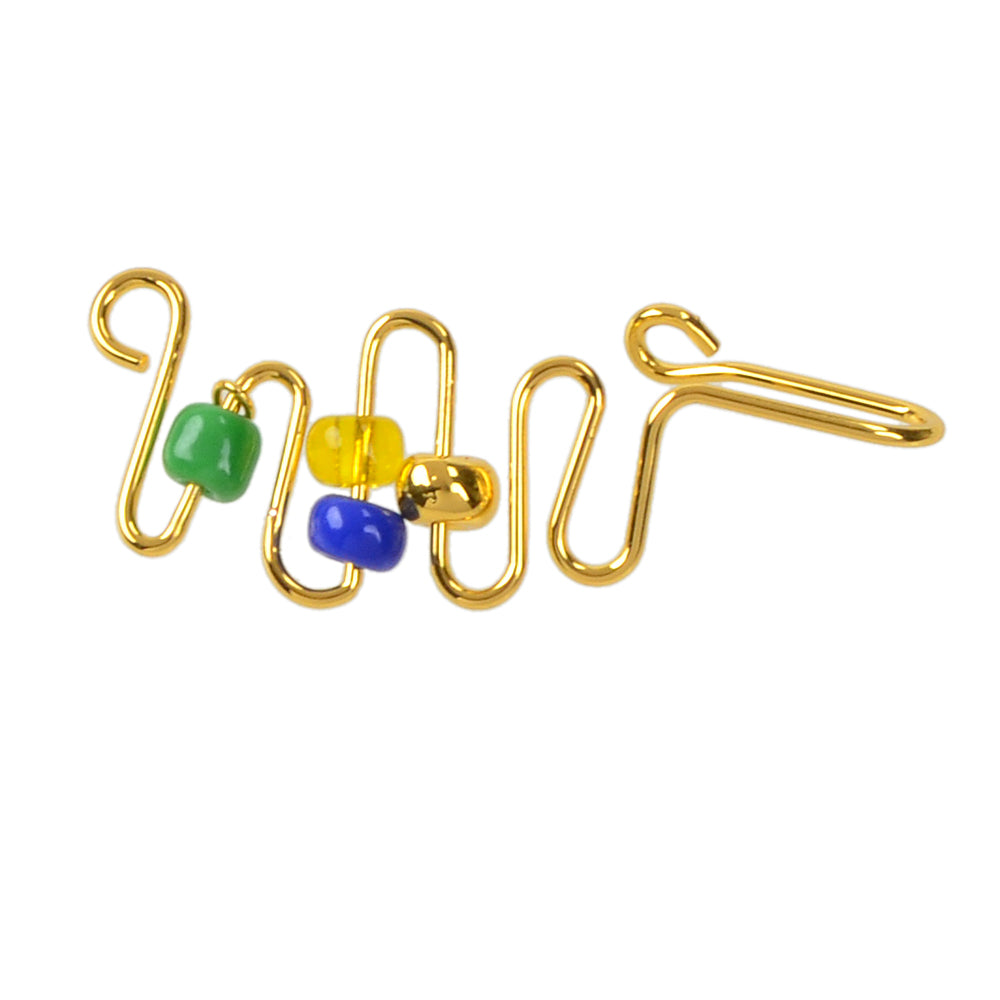 1 pc Fake Nose Ring Blue Green Beads Spiral Nose Stud Piercing Faux Nose Rings