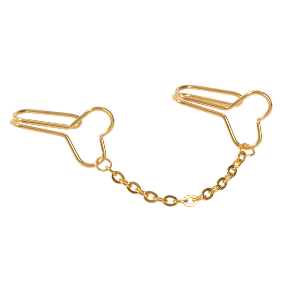 1pc Faux Lip Ear Nose Gold Silver Heart Chain Non Piercing Clip On Nose Ring