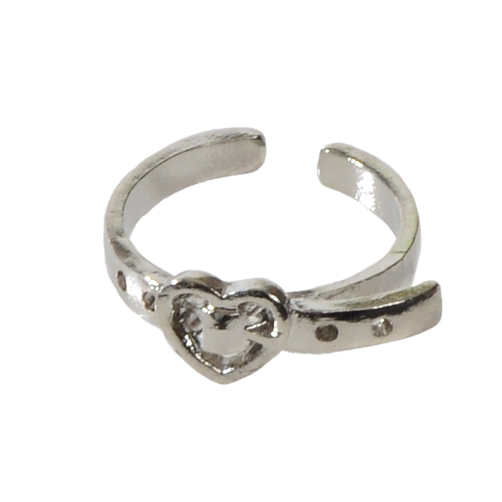 1pc Boho Chic Silver Heart Toe Ring Minimalist Summer Beach Finger Foot Jewelry