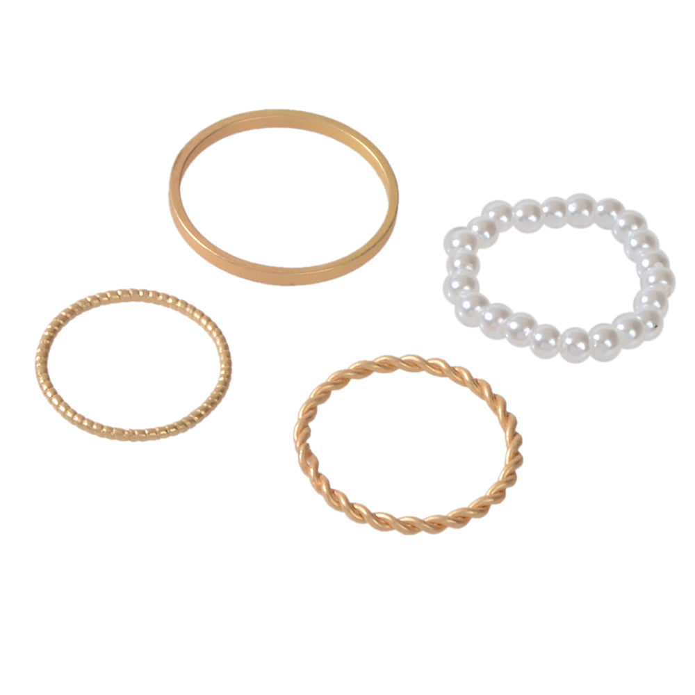 4pcs Boho Chic Stackable Pearl Midi Finger Knuckle Multiple Rings set Bulk Pack